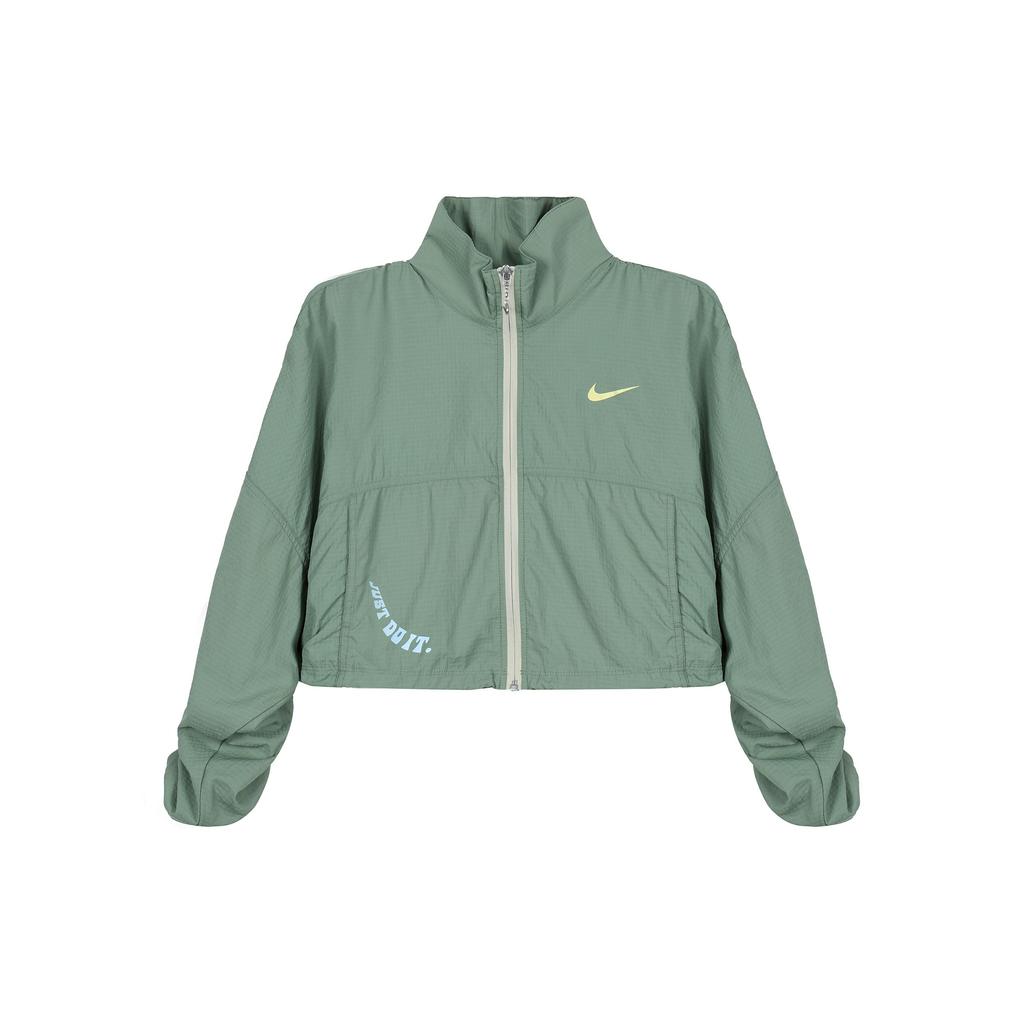 Nike Sportswear High Neck Woven Logo Jacket Women Jackets Grass-Green DX6151-311