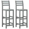 Day and Night - Day and Night Kitchen Stools 2 Units Solid Gray Acacia Wood