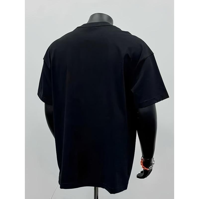 European sizes American-style Trendy Short-sleeve T-shirt for Men, Summer Fashion, Loose-fitting, Trendy, Swaggering, Casual, Versatile, Crew Neck