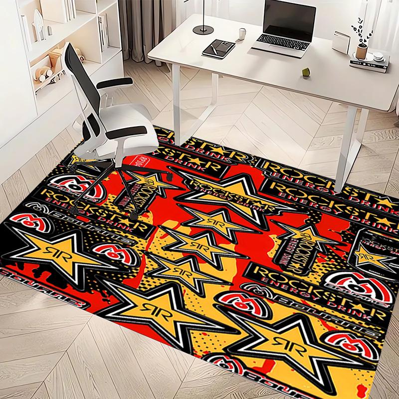 1pc Rockstar logo Print Area Rug - Soft, Washable Non-Slip Indoor Mat, Living Room, Home Office Decorative Rug,Office Decorative