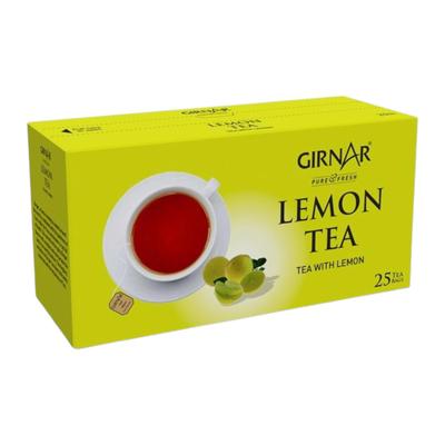 Girnar Lemon Black Tea 25 Foil Wrapped Tea Bags Antioxidant Rich Caffeine Free Beverage