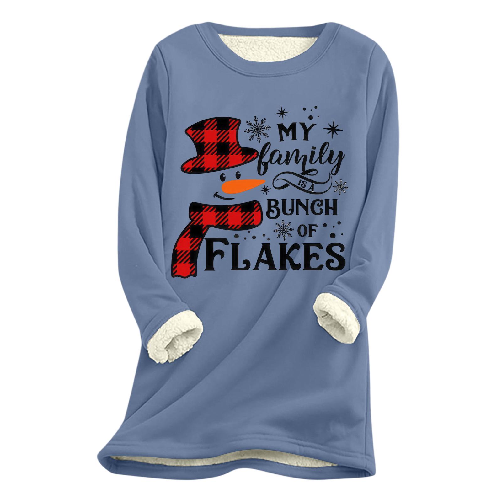 

Женский рождественский принт, толстый плюшевый, из овечьей шерсти, теплый длинный топ M синий