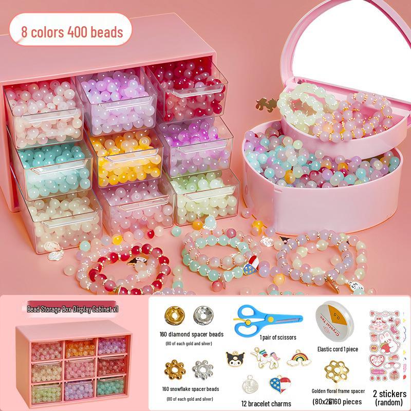 Handmade DIY Beading Kit for Kids: Educational Bracelet & Necklace Craft Set with Glass Beads