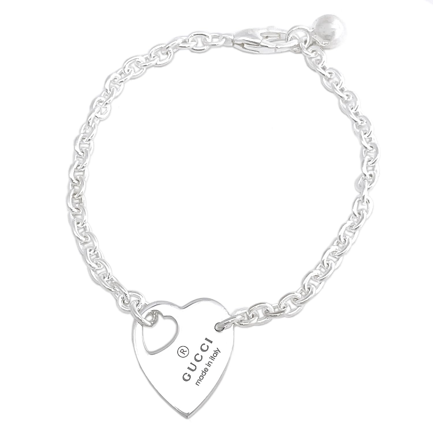 

Gucci Trademark Cutout Heart 8106 Bracelet, 16cm, Silver, 796301, J8400, (Used)