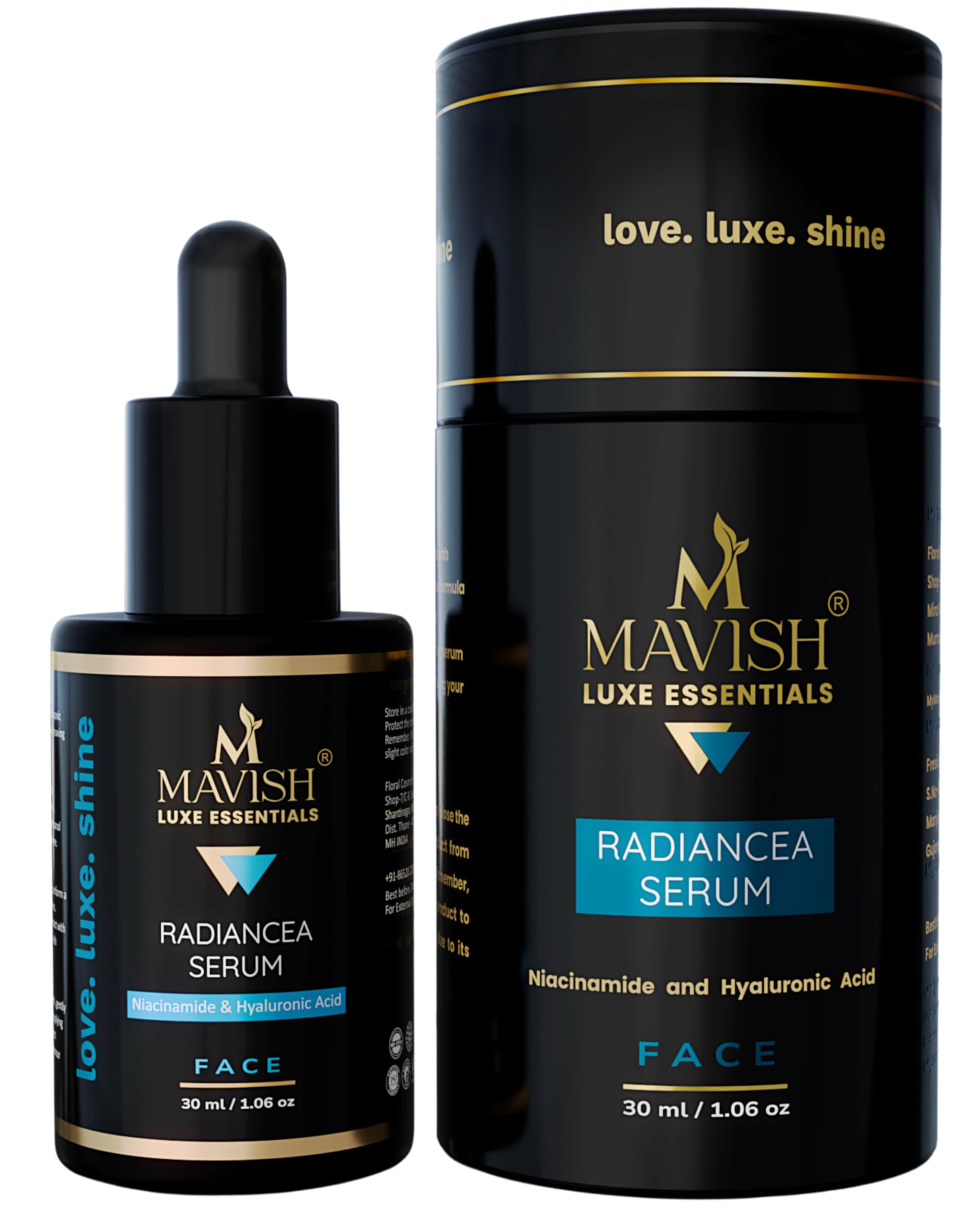 MAVISH Luxe Essentials Сыворотка для сияния Radiancea 30 мл | Ниацинамид и Гиалуроновая кислота | Для мужчин и женщин