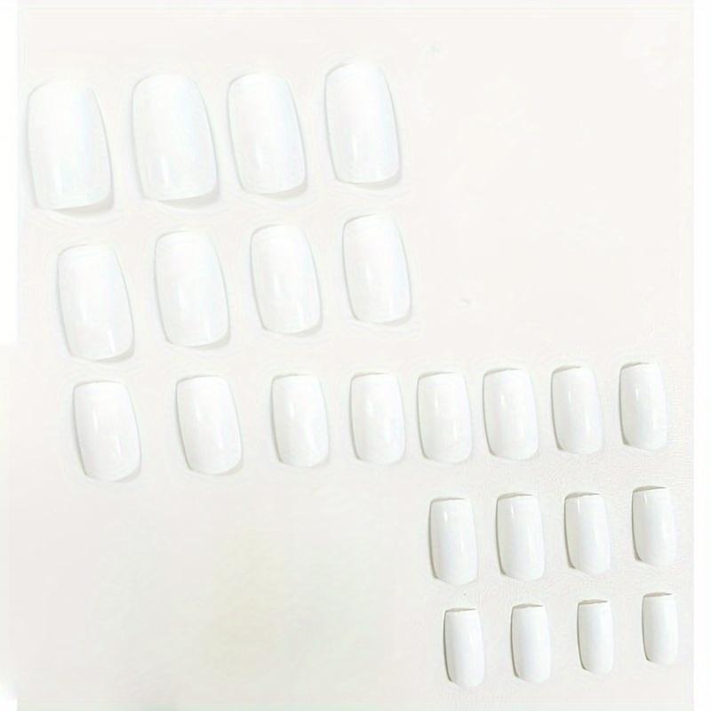 24Pcs Glossy White Press On Nails Medium Square Fake Nails Minimalist Style False Nails Solid Color Full Cover Fake Nails For Women Girls Daily Wear