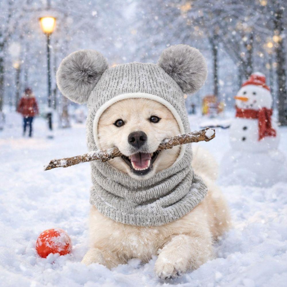 Cute Pet Knitted Warm Hat Noise Reduction Hearing Protection Dog Calming Earmuff Handmade Comfortable Pet Headgear