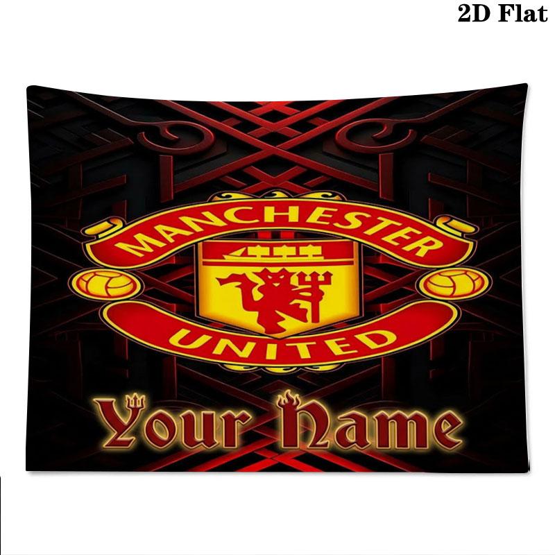 Manchester United F Custom Name Wall Tapestry Aesthetic Wall Hanging Printed Fabric Blanket Decorative Tapestries for Bedroom Living Room Home Decor