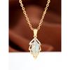 Gold Hollow Leaf Necklace for Women Light luxury leaf zircon pendant, a niche and sophisticated clavicle chain