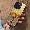 Silberne Muschel Goldener Baum Handyhülle für Apple 17/16/15 Pro, 14 Pro Max, 13/12 Modelle.