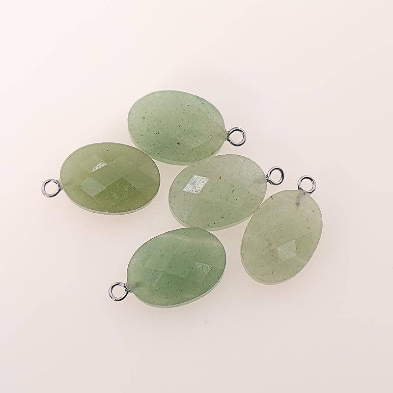 Hot-Selling Fashionable Oval Faceted Rose Quartz & Agate Pendant - DIY Necklace Charm 13x18x5mm светло-зеленый