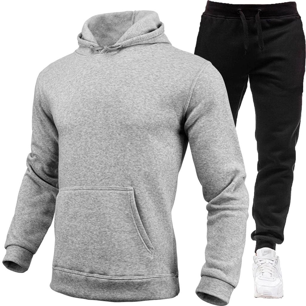2025 Men's Trendy Hooded Pullover Set: Thick Loose Fit for Autumn/Winter Running