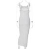 Women'S Long Ruched Dress Sleeveless Slim Monochromatic Party Back Split Clubwear Female Outfits Summer