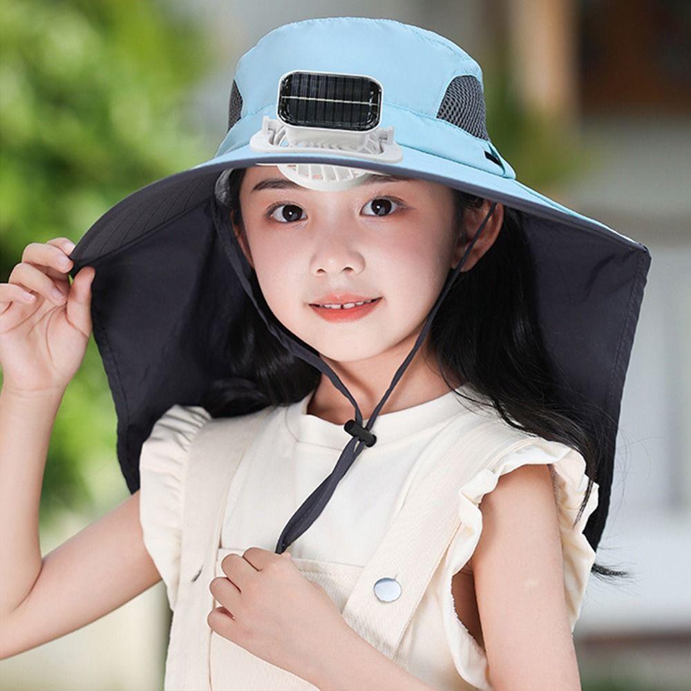 Waterproof Children's Solar Fan Hat Adjustable Sunshade Fan Cap Summer Cooling Hat  Mountaineering