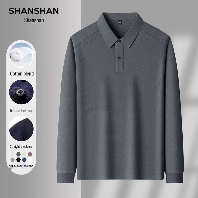 SHANSHAN Men s Business Casual Long-Sleeve Polo Shirt 4XL