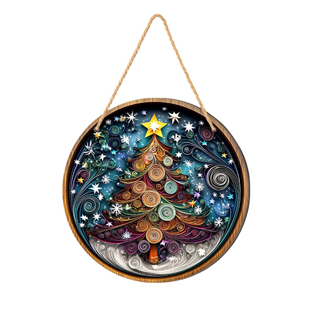 Christmas Christmas Tree Welcome Sign 2D Flat Wooden Holiday Party Hanging Sign Ornaments