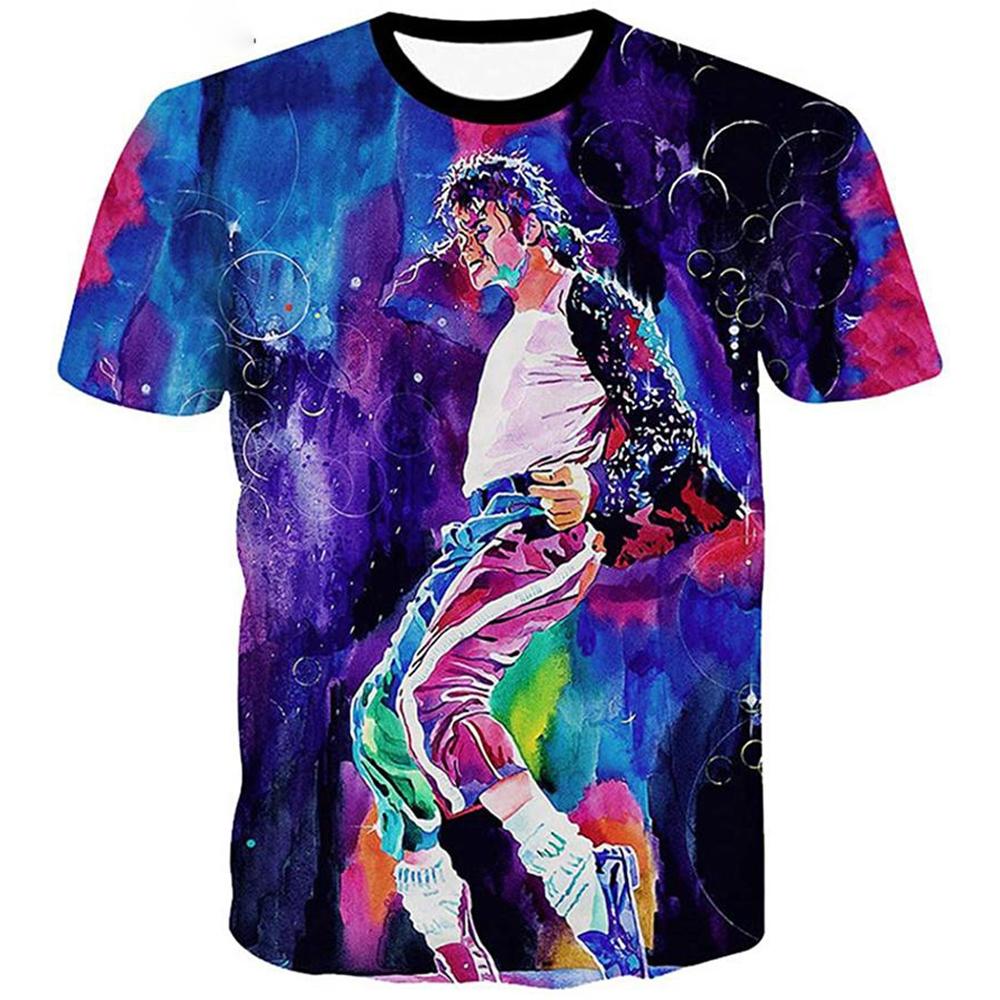 Summer Fashion Michael Jackson Hip-hop Singer Retro Cool Casual Men Harajuku Streetwear Short Sleeved