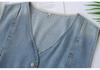 Plus Size Women's V-Neck Denim Vest - Spring/Summer 2026 Slimming Tank for 200 Jin