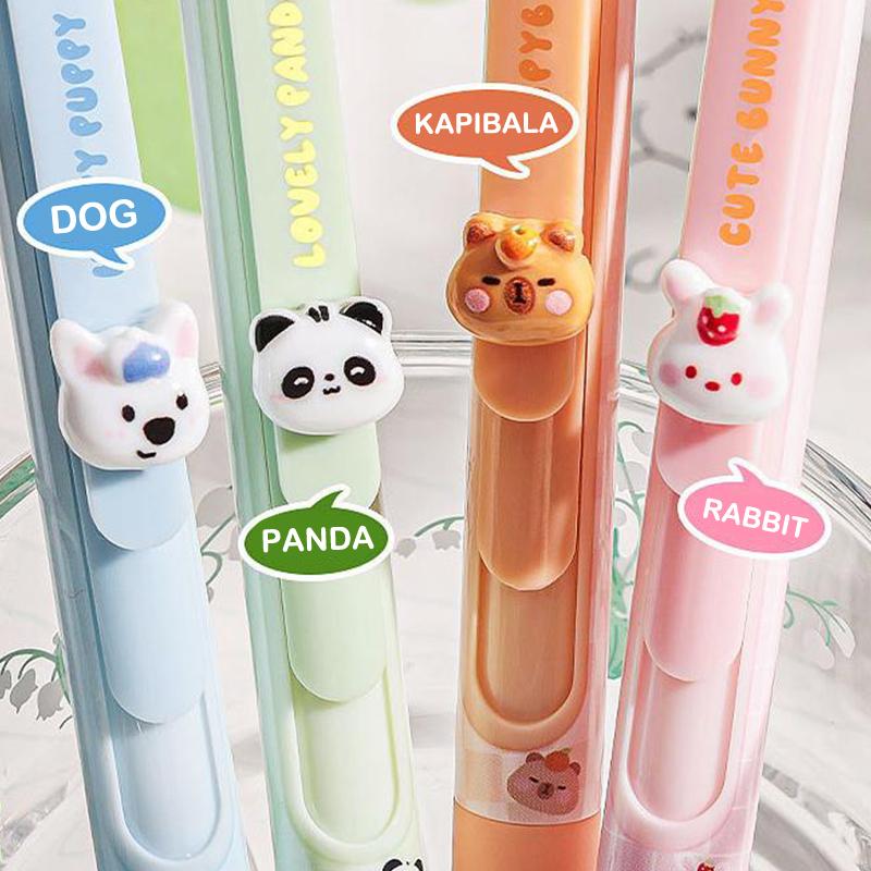 4 Stück Kawaii Cartoon Radierbare Gelstifte Niedliche Druck-Neutralstifte Schreiben Glatte Stifte Studenten Schreibwaren Bürobedarf