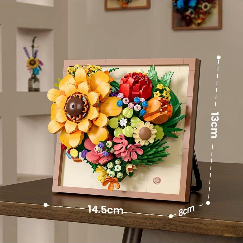 Eternal Vibrant Flower Building Block Photo Frame - Made Of Vibrant Multi-Colored Abs Plastic Home Decoration Novel Design Perfect For Home Decor