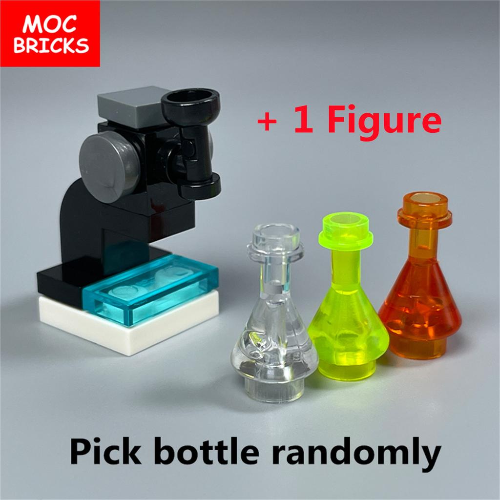 Set  MOC Bricks DIY Single hole microscope Medical Figure Chemical Bottle Educational Building Blocks Toys Kids Gifts