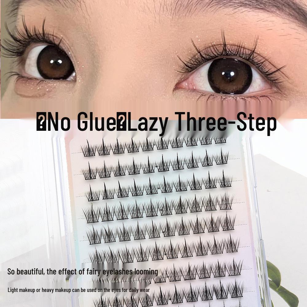 Lazy Sunflower Self-Adhesive False Eyelashes - Glue-Free, Natural Look, Easy 3-Step Application, No Removal Needed