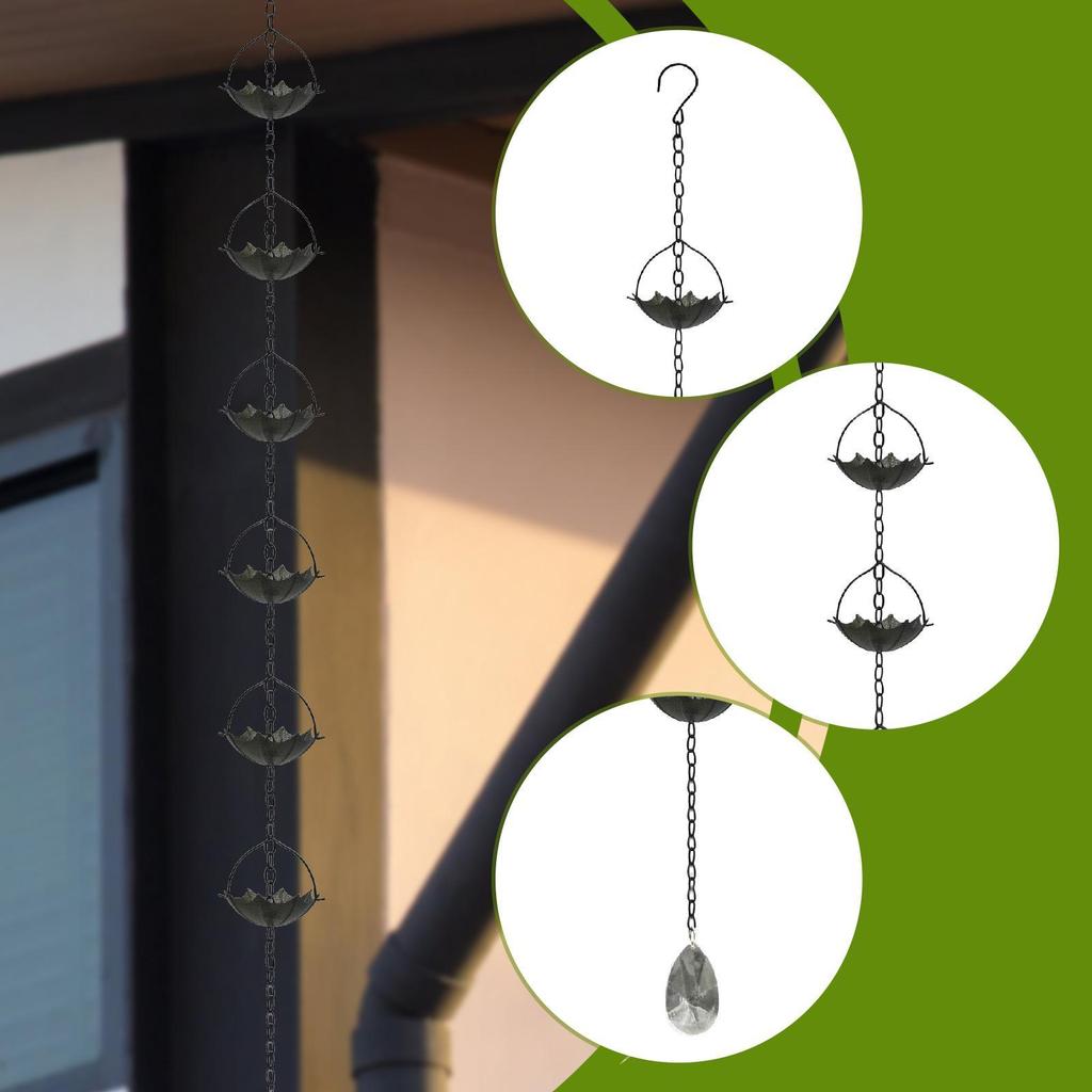 Rain Chains Gazebos Display Outside Collector Cup Awnings Backyard Home Divert Water Rain Catcher Chain Replacement Downspout