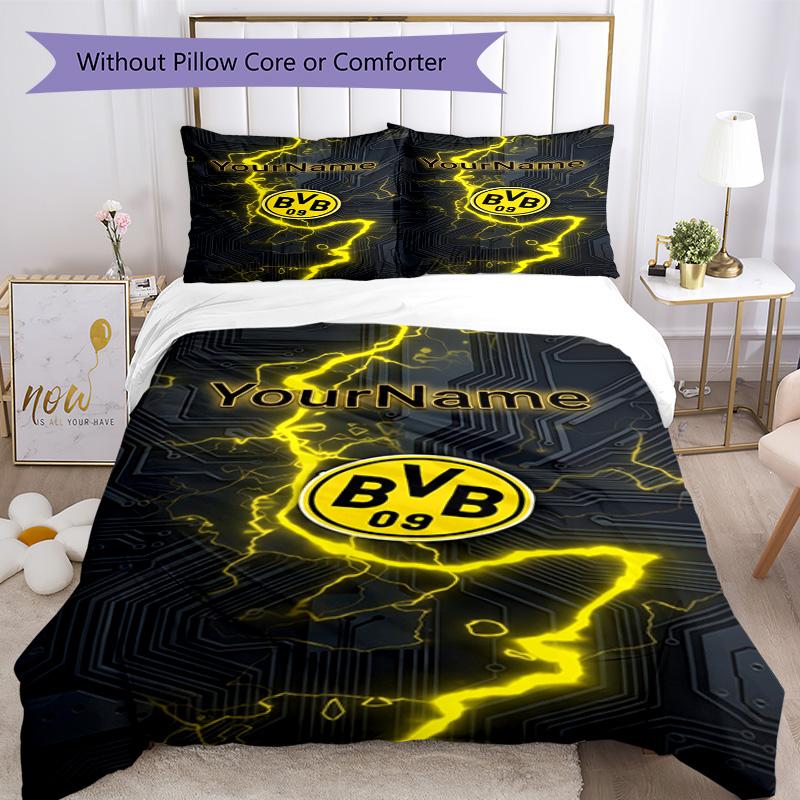 Borussia Dortmund Customize Your Name Bedding Set Breathable Duvet Cover with Pillowcases Home Decoration Birthday Gift