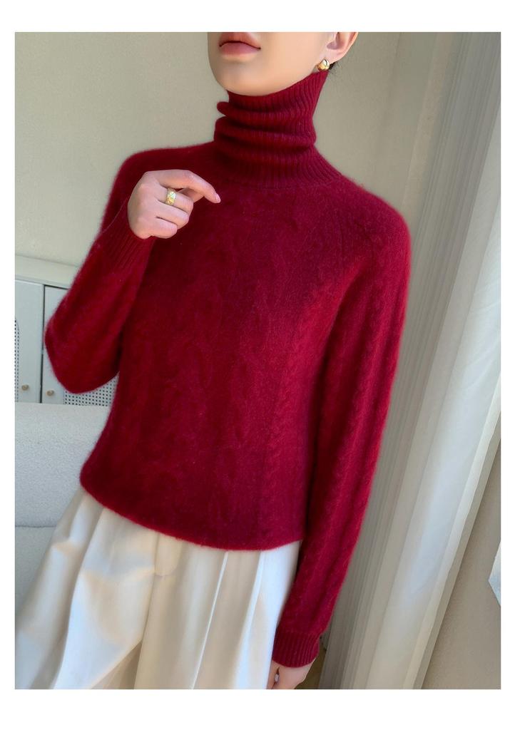 Women's Soft High Neck Cashmere Sweater: 2025 Autumn/Winter Cable Knit, Loose and Versatile, Skin-Friendly.