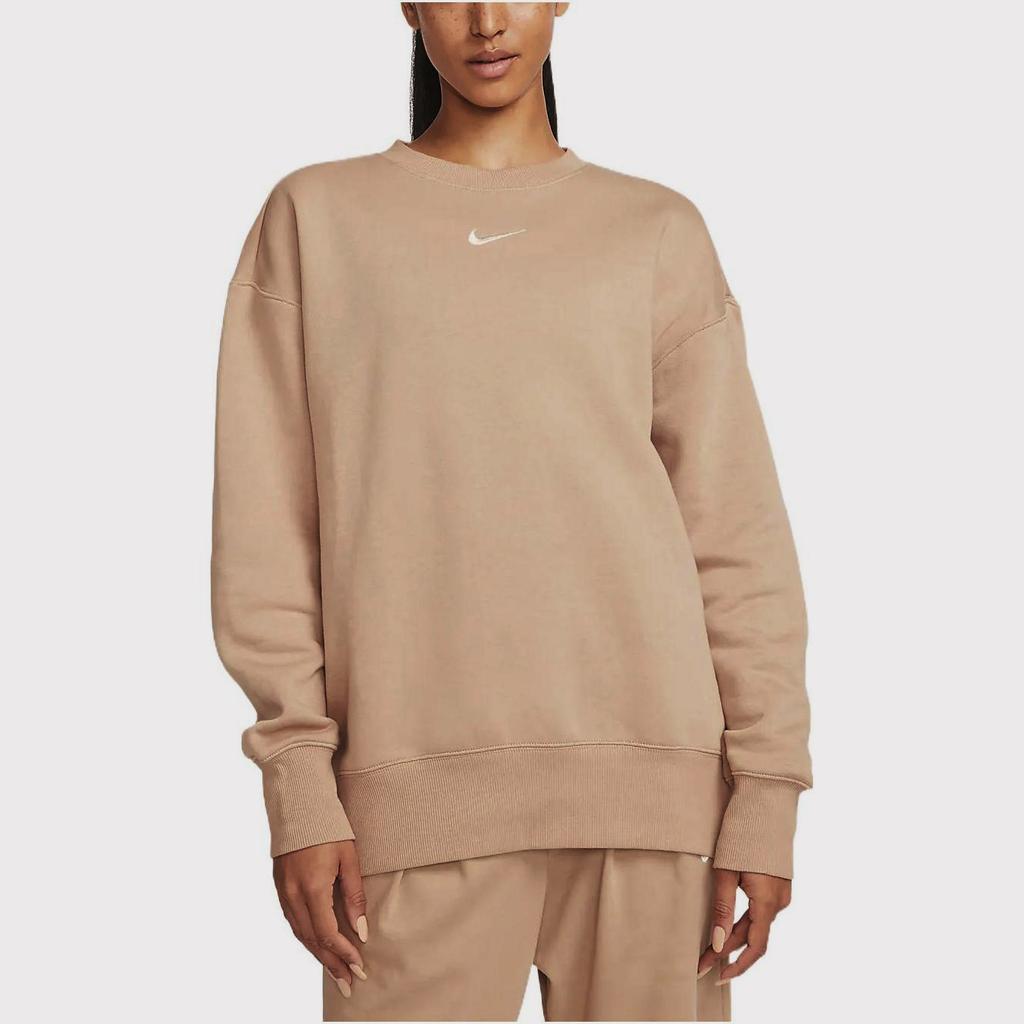Nike Phoenix Fleece Solid Logo Crew Neck Pullover Sweatshirt Women Tops Ma-Huang DQ5734-200