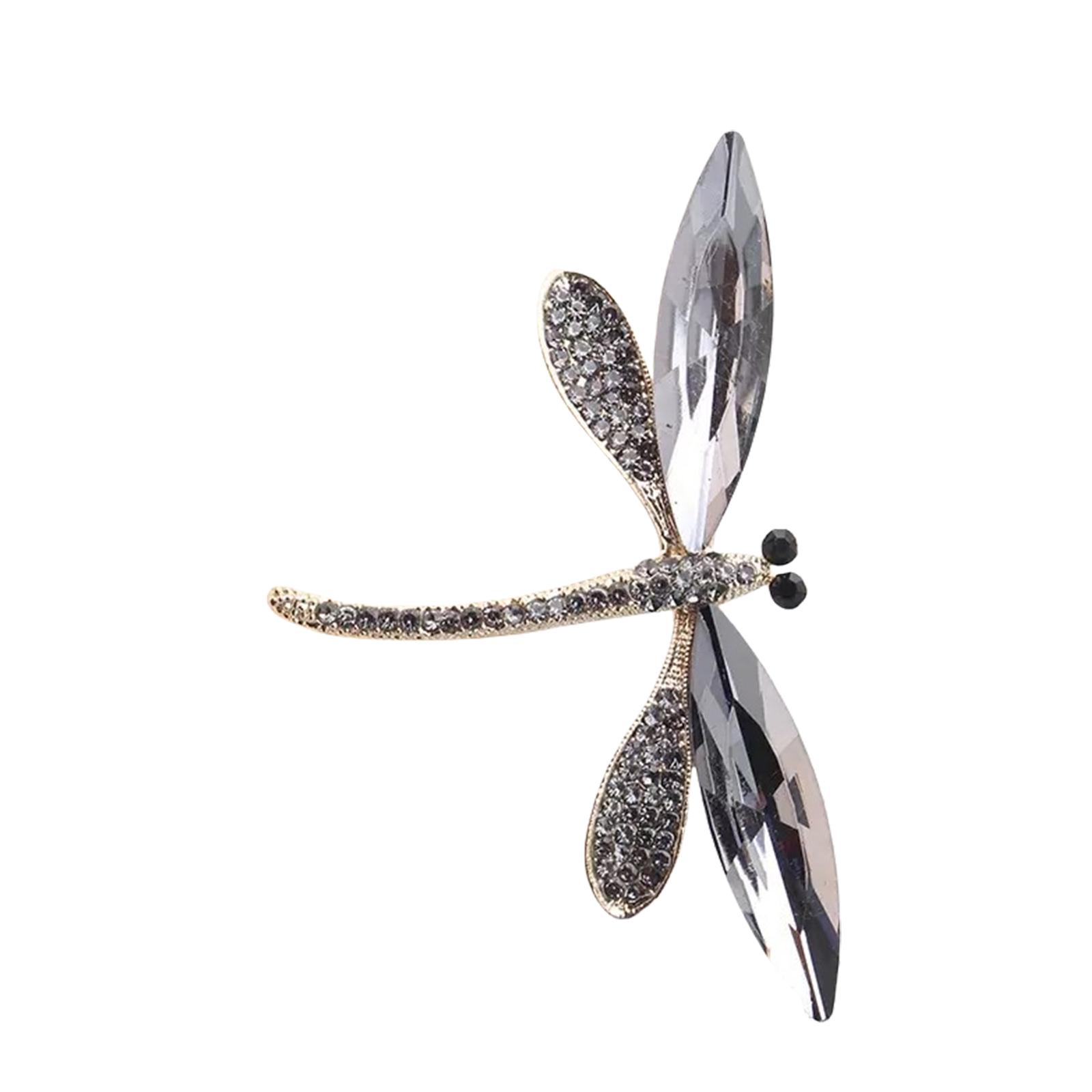 

Retro Dragonflies Crystal Brooch Pin Elegant Rhinestones Animal Lapel Accessory for Women and Girls Fashion Jewelry серебряный