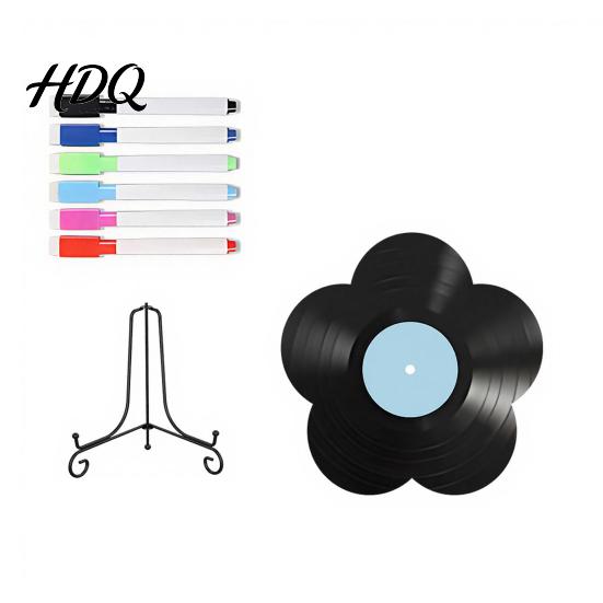 Flower Vinyl Record Diy Ornament DIY Custom Board with Creative Ornament Display Stand Design Personalized Birthday Anniversary Message Board Sign