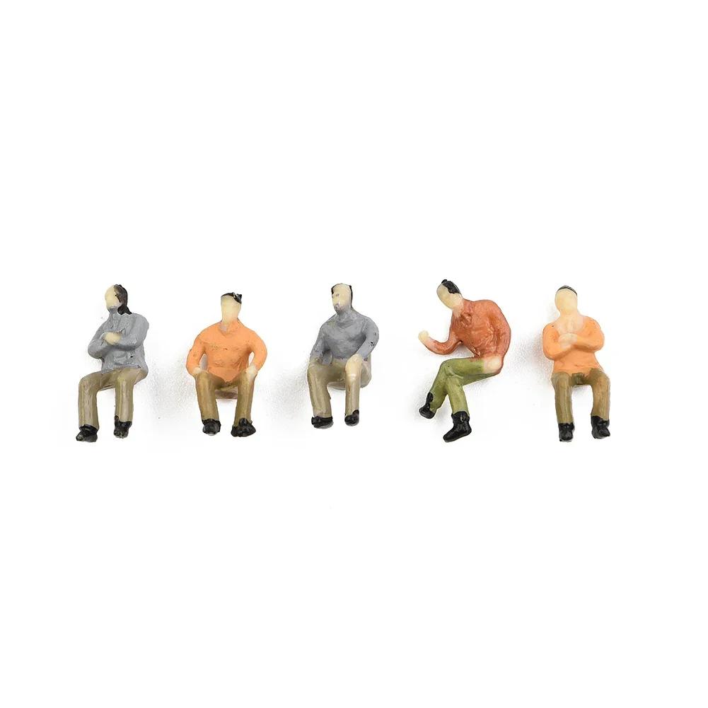 60pcs All Seated 1:87 Scale Railway Train Mixed Painted People Figures Mode Figures Passenger HO Scale Sitting Sand Table Spares