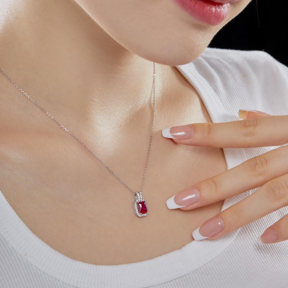 Quality 925 Silver Women's Jewelry Necklace and Earrings Fashion Bridal Colorful Zircon Square Diamond Necklace Jewelry Sets