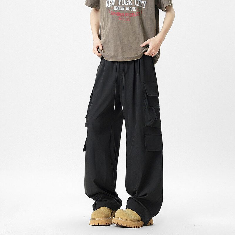 

Autumn Long Pants for Tall Men, Cargo Pants with Extra Large Pockets, Men s Pants for 190cm, Casual Pants for 180cm Teenagers Black (Extended Length) L