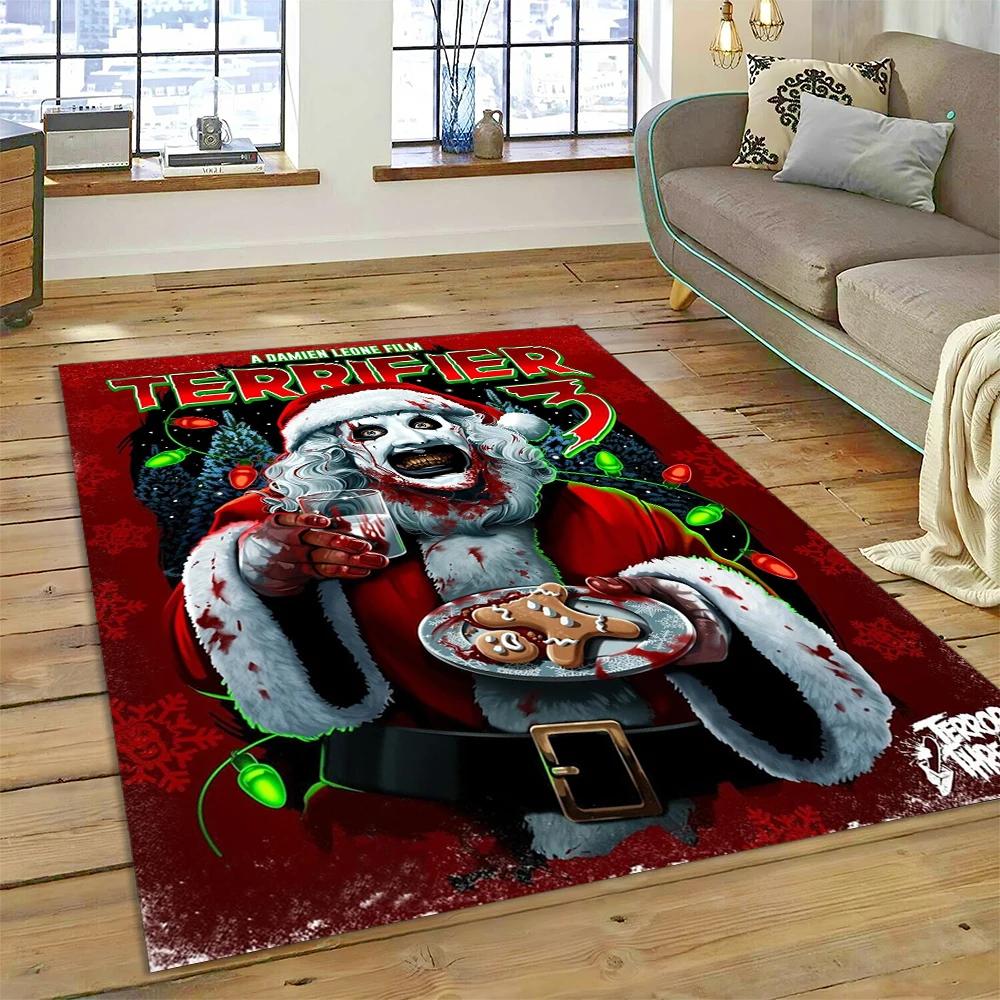 2025 New Style Terrifier 3 Horror Clown Movie Carpet Rug for Bedroom Living Room Home Sofa Decoration,kids Play Decor Floor Mat