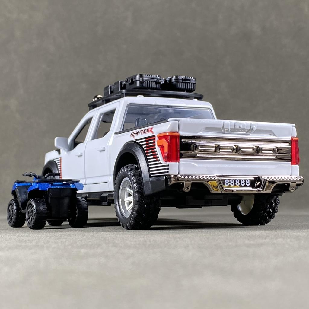 1:24 F150 Off Road Pickup Truck Alloy Diecast Metal Model Sound & Light Pull Back Toy Trendy Dislpay Birthday Present For Friend