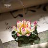 Ceramic Handmade Lotus Incense Holder - No Ash Falling, Indoor Stick Incense Base Ornament