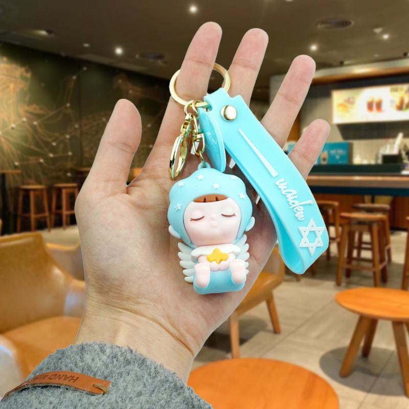 Adorable Creative Angel Baby Keychain Rubber Key Accessory Cartoon Style