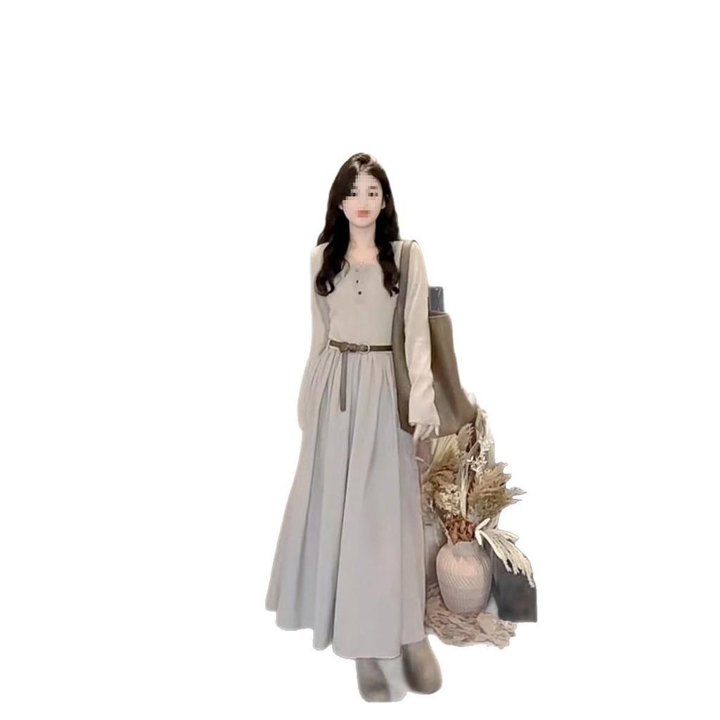 Women's 2024 French Style Long-Sleeved Dress: Early To Late Autumn Temperament Korean-Inspired Long Skirt