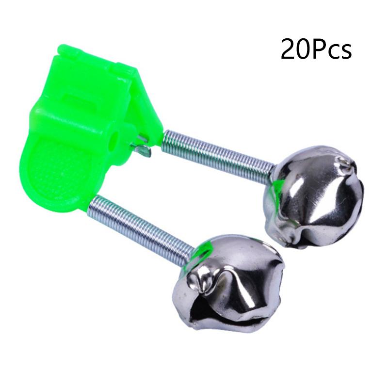 5/20Pcs Fishing Bite Alarms Fishing Rod Bells Tip Clip Bells Ring Green Abs Fishing Accessory Outdoor Pole Fish Bites Indicators