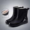 Fashion Drawstring Rain Boots Men's Non Slip Mid Tube Water Shoes Rain Boots Plus Velvet Warm Rubber Shoes Closed Work Short Tube Water