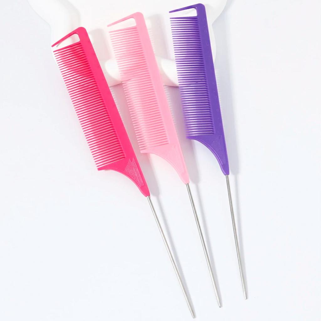 3 Stück gemischtfarbiger Spitzschwanzkamm, professioneller hitzebeständiger Spitzschwanz-Haarschneidekamm, professionelle Haarschneidewerkzeuge