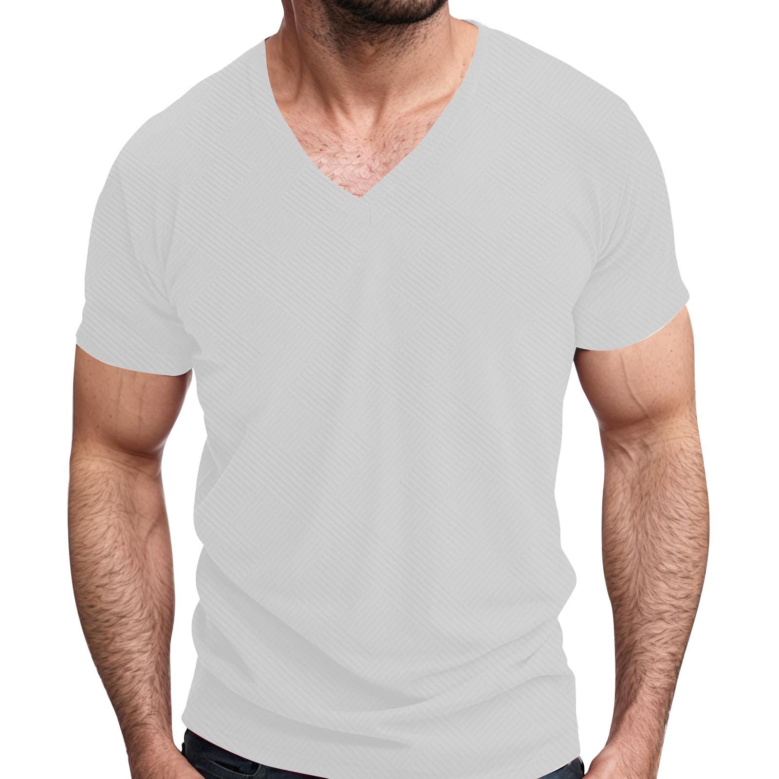 Мужской повседневный свободный повседневный модный топ с короткими рукавами для отдыха XL белый