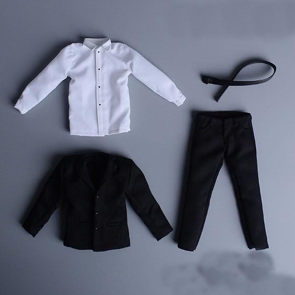 [ADWOA] 1/6 Figure Accessories/Men's Gentleman Suit Outfit Set (Head and Body Not Included) Black [Product Contents] Suit + Shirt + Pants + Belt