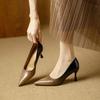 Pointed Thin Heels High Heels High Sense Not Tired Feet 2026 Spring Temperament Patent Leather Color Matching Light Mouth Single Shoes
