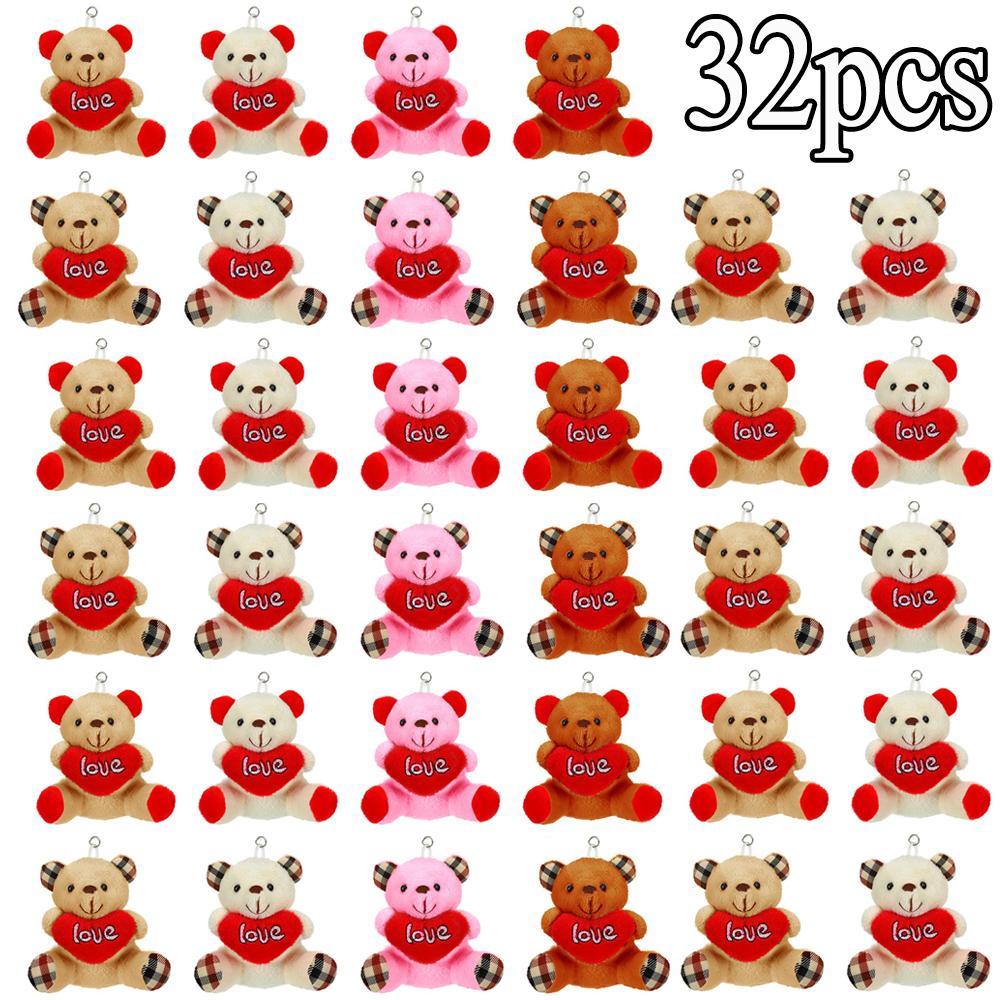 Valentines Stuffed Animal Bear Tiny Plush Adorable Heart Bears Stuffed Bears Bulk Designed for Valentine's Wedding Birth Date Celebration Favors