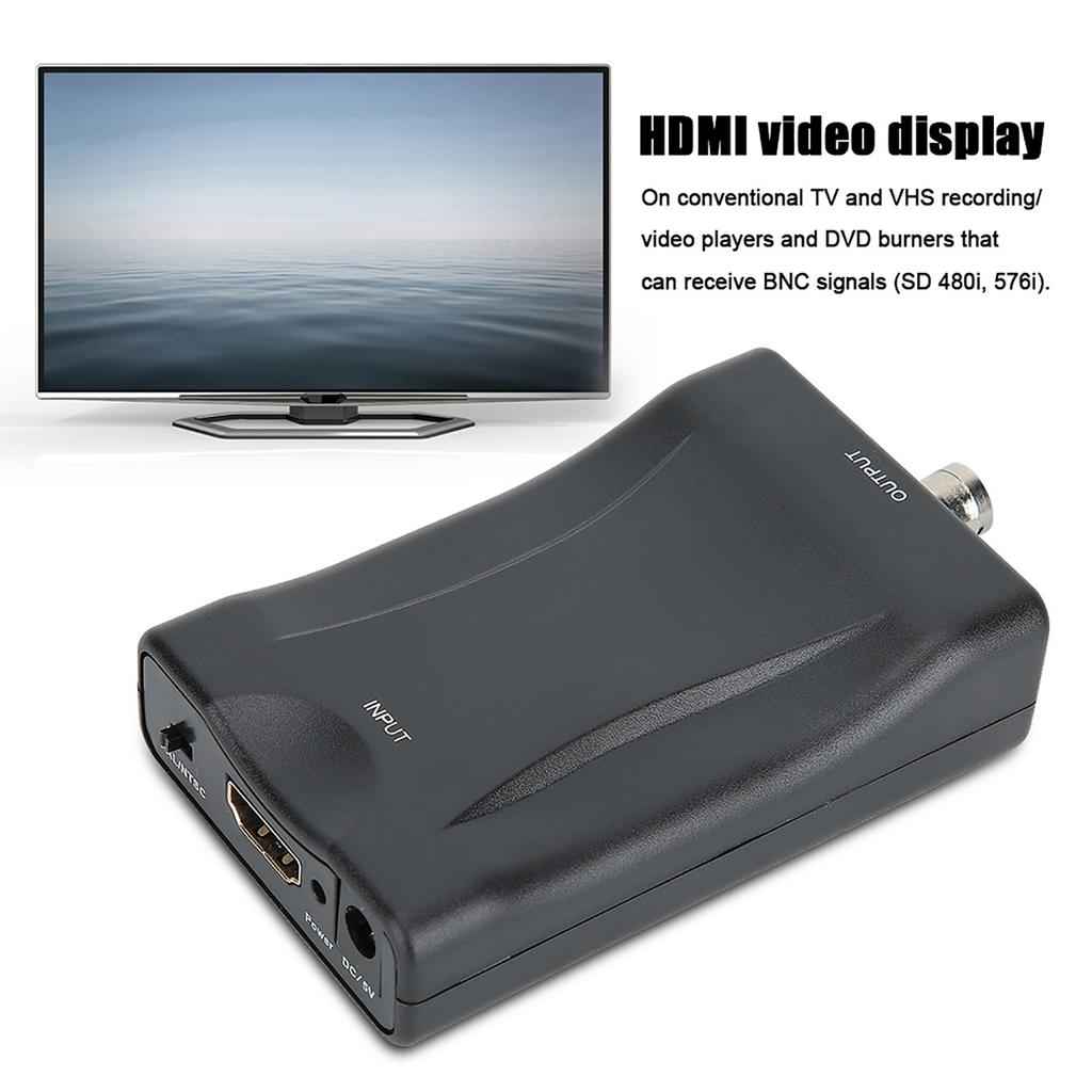 Black HDMI To BNC Video Converter Compatible with PAL NTSC Systems for DVD Recorder