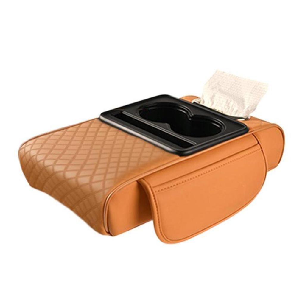 Car Armrest Box 7.5cm Thicken Height Pad Arm Rest Cushion With Pocket Tissue Cup Holder Memory Cotton Elbow Support Height Pad