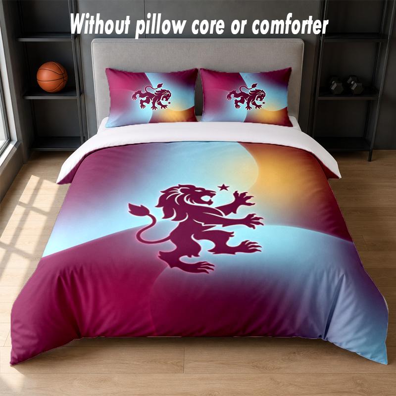 Aston Villa Football Design Bed Bedding Set 1 Duvet Cover + 2 Pillowcases Soft Breathable Household Bed Linens